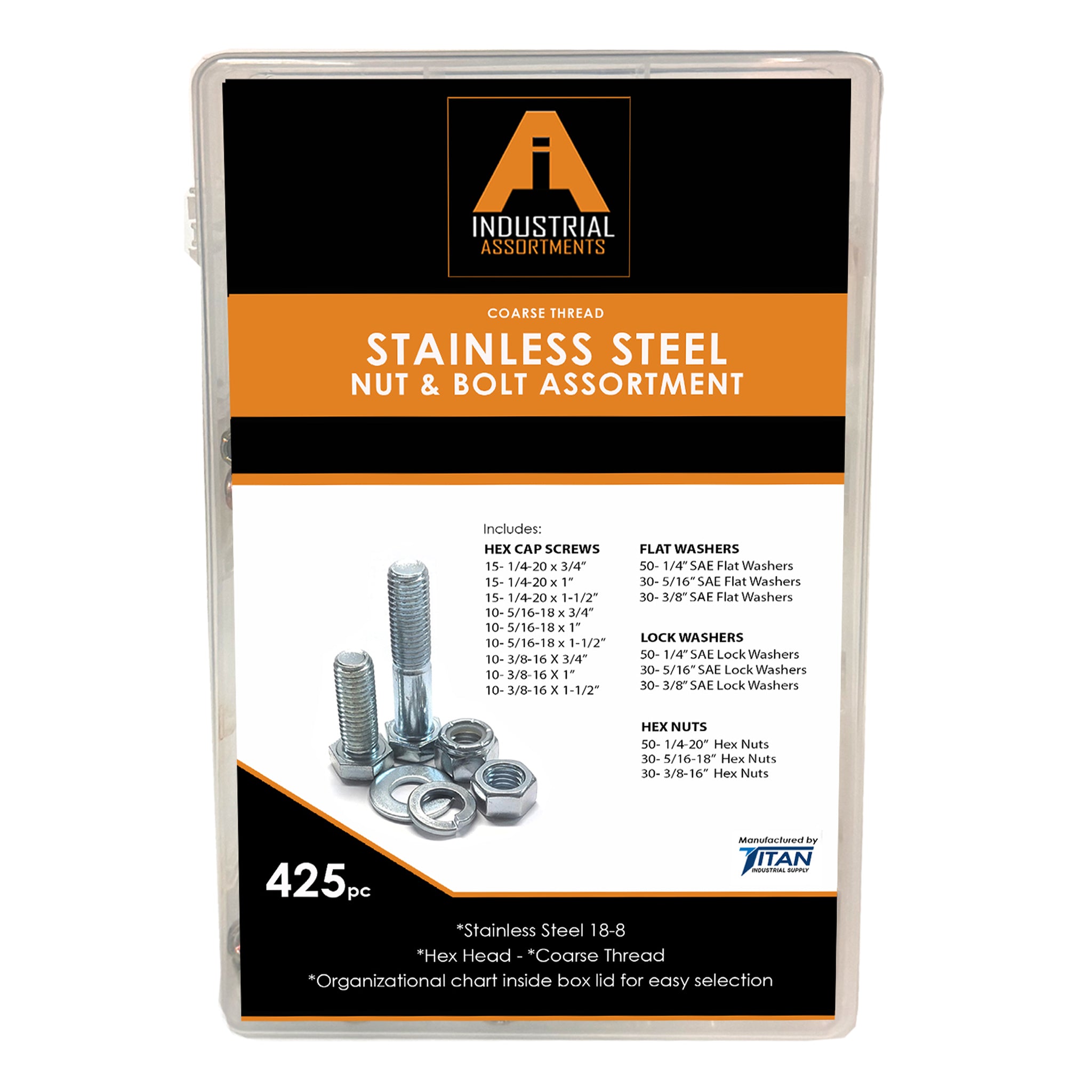 3/8-16 X 1-1/2" Stainless Steel Hex Bolts – Grade 18-8, Fully Threaded (50 Pack)