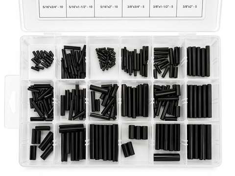 Roll Pin Assortment Kit-1/16" to 3/8", High Carbon Steel, Black Oxide Finish, 315 PCS with Organized Storage Case