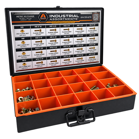 Grade 5 Serrated Flange Screw & Nut Assortment - 645 Piece