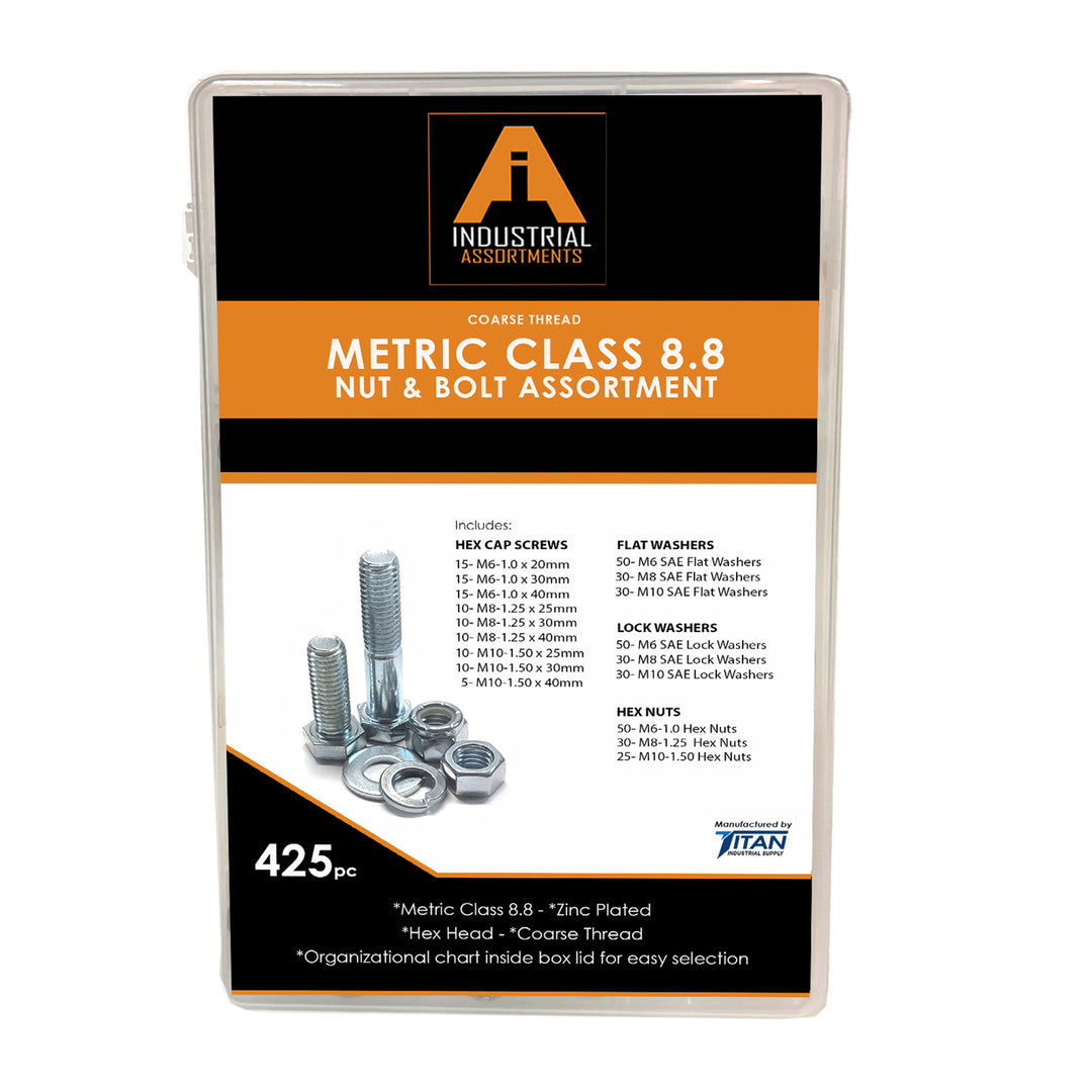 425 Piece Bolt & Nut Assortment-Metric 8.8 Coarse Thread ...