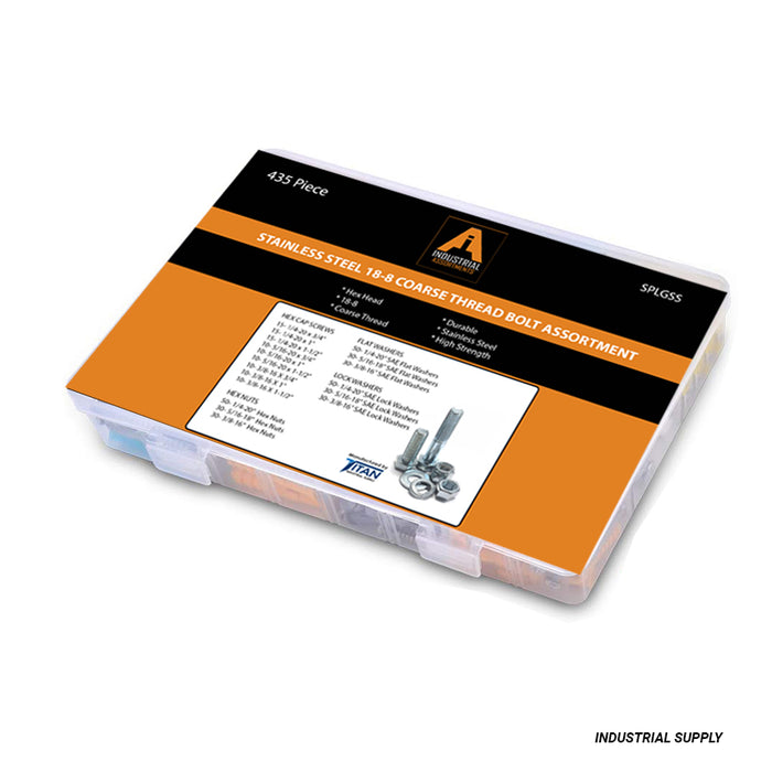 Small  Fastener Kit Assortment with storage bin-GR. 8, GR. 8 Fine Thread, GR. 5, Metric 8.8, Stainless Steel-2125 pcs.