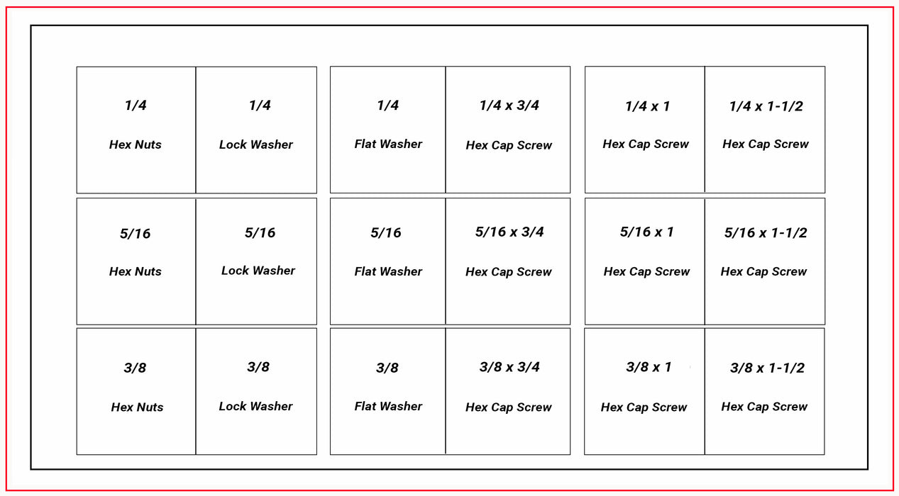 Small  Fastener Kit Assortment with storage bin-GR. 8, GR. 8 Fine Thread, GR. 5, Metric 8.8, Stainless Steel-2125 pcs.