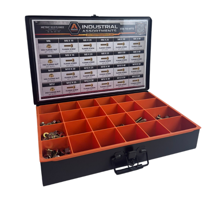 Metric 10.9 Non-Serrated Flange Screw & Nut Assortment - 640 Piece