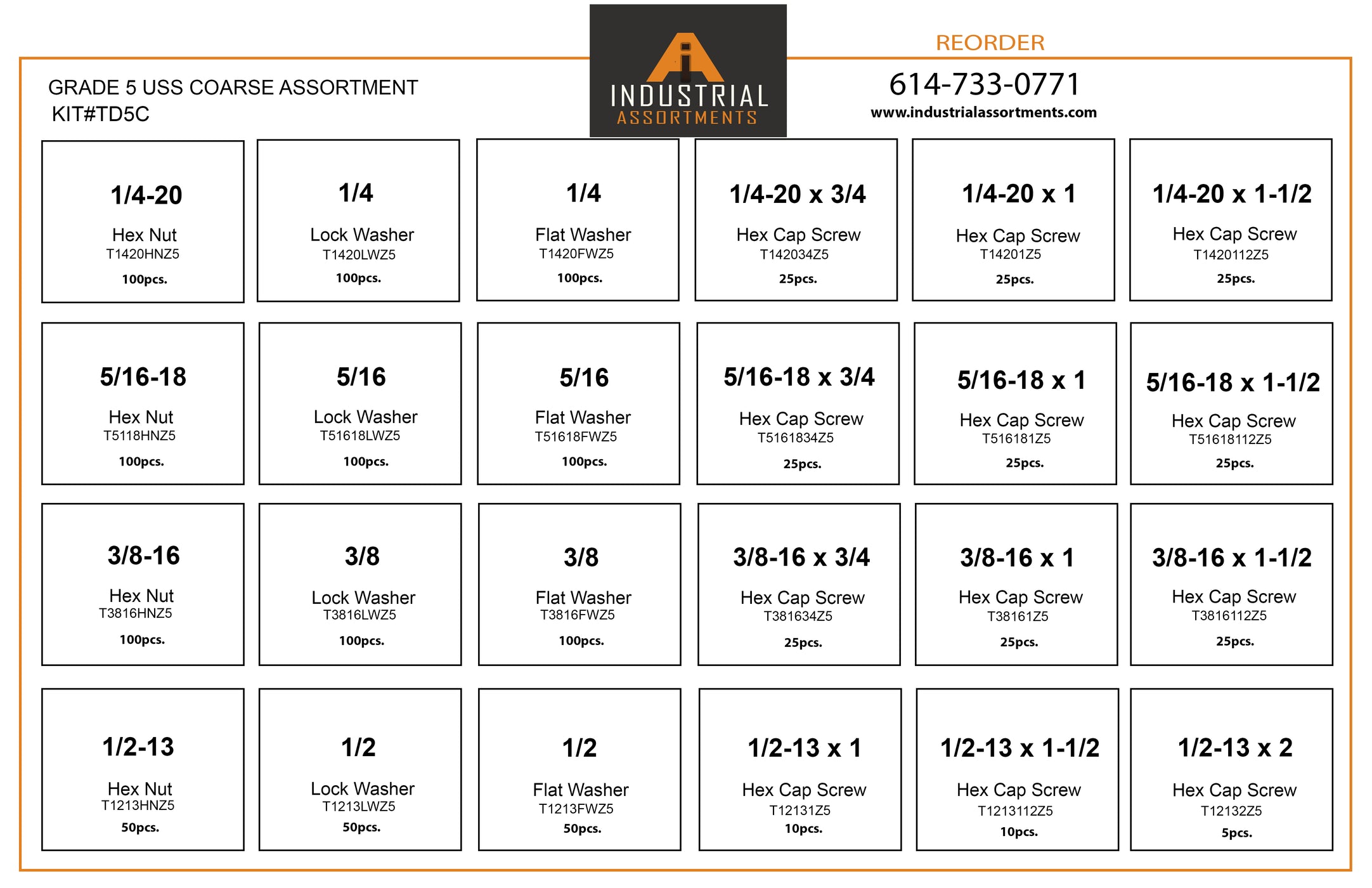 1275 Piece Stackable Bin Bolt Kit with Hanging Louvered Panel Grade 5
