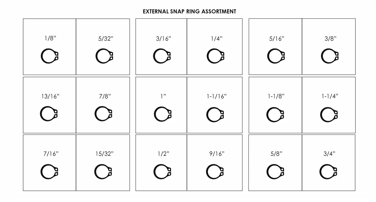 300 Piece External Snap Ring Assortment